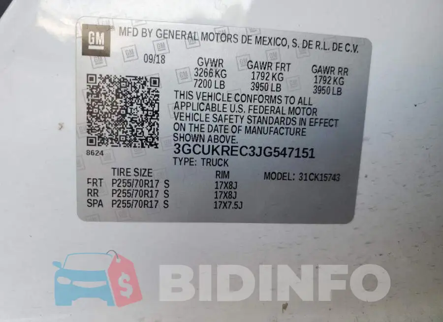 3GCUKREC3JG547151 Photo# 13