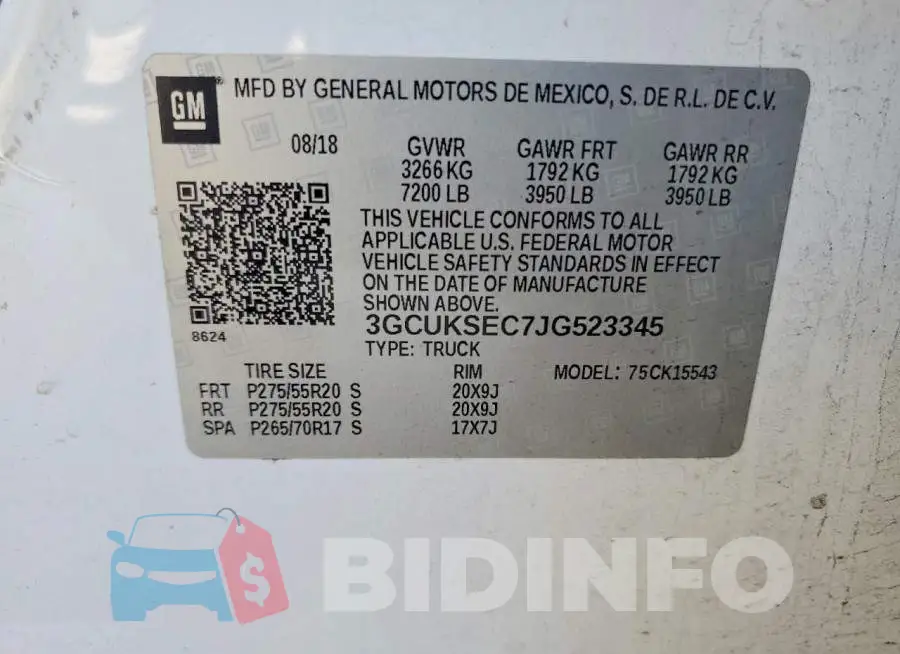 3GCUKSEC7JG523345 Photo# 12
