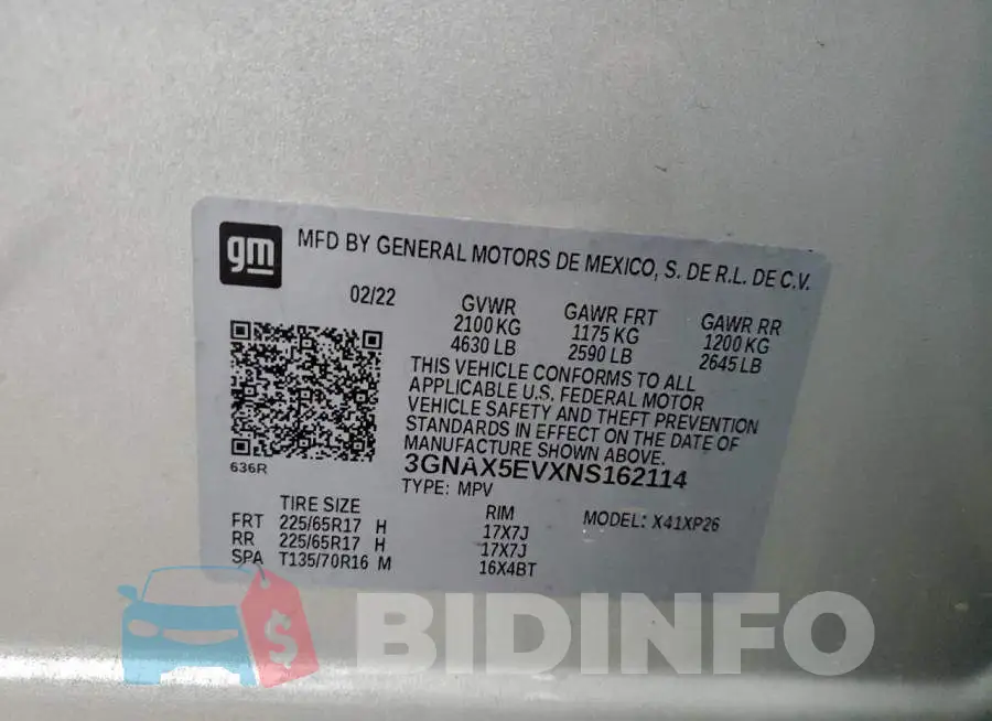 3GNAX5EVXNS162114 Photo# 14