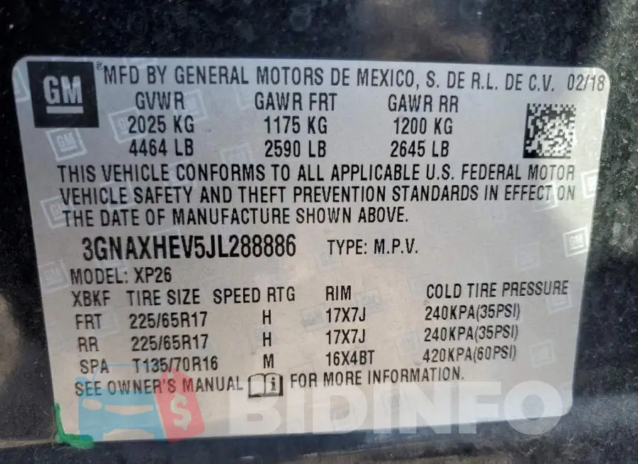 3GNAXHEV5JL288886 Photo# 14