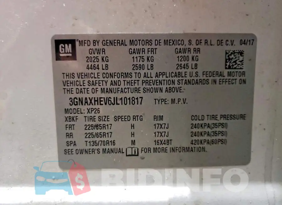 3GNAXHEV6JL101817 Photo# 14