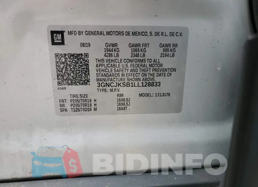 3GNCJKSB1LL128833 Photo# 13