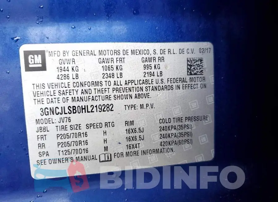 3GNCJLSB0HL219282 Photo# 14