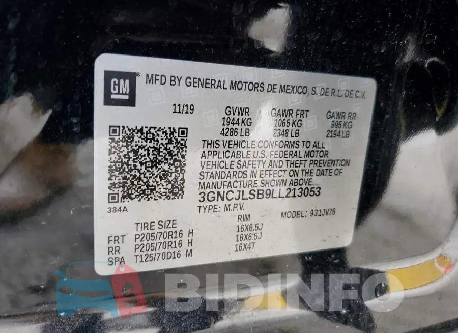 3GNCJLSB9LL213053 Photo# 12