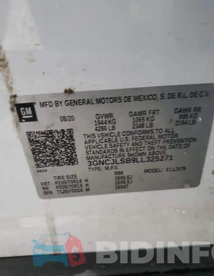 3GNCJLSB9LL325271 Photo# 13