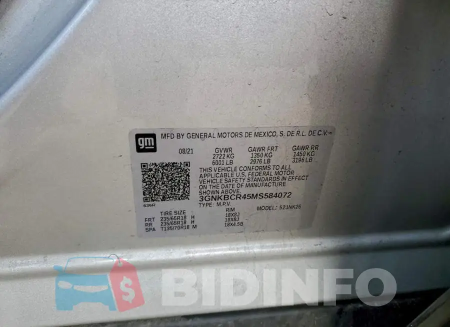 3GNKBCR45MS584072 Photo# 14