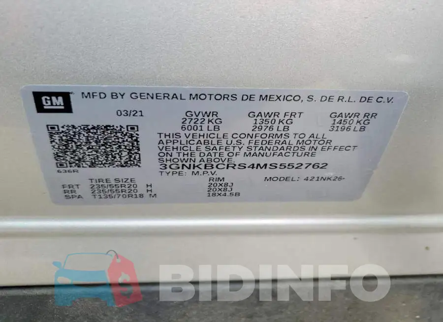 3GNKBCRS4MS552762 Photo# 14