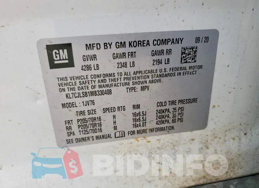 KL7CJLSB1MB330408 Photo# 13