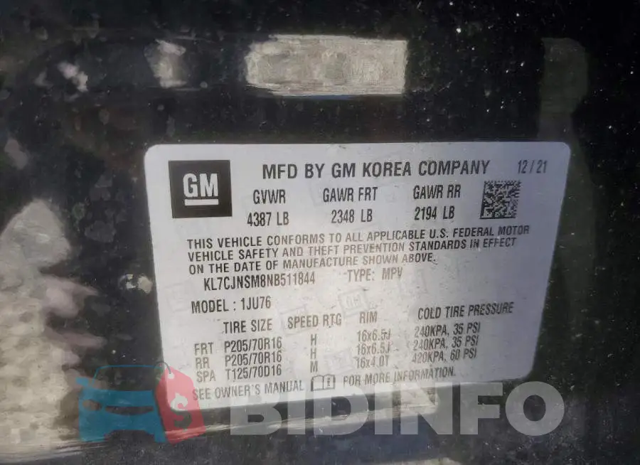 KL7CJNSM8NB511844 Photo# 13