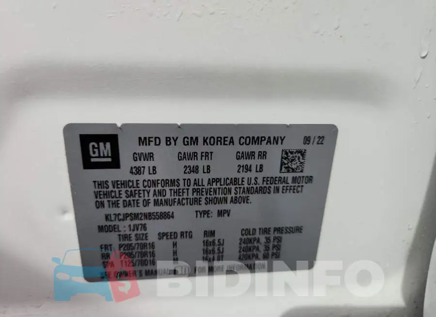 KL7CJPSM2NB558864 Photo# 13
