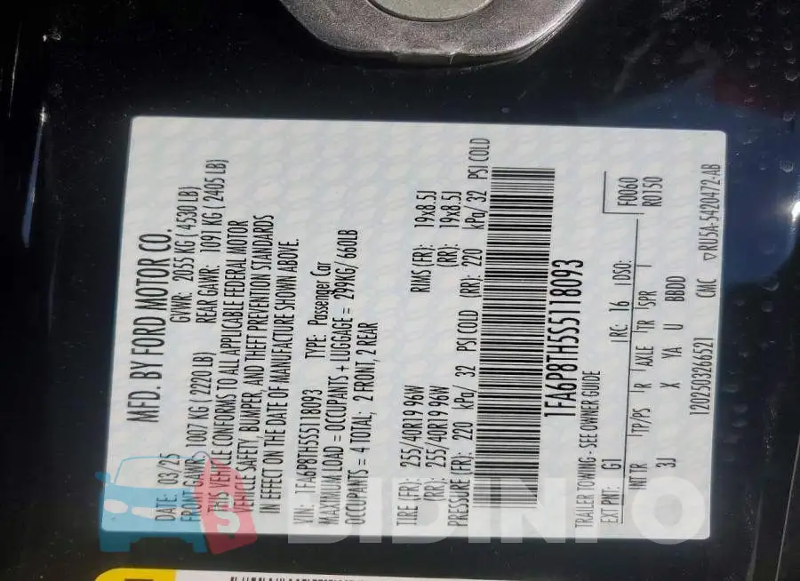 1FA6P8TH5S5118093 Photo# 12