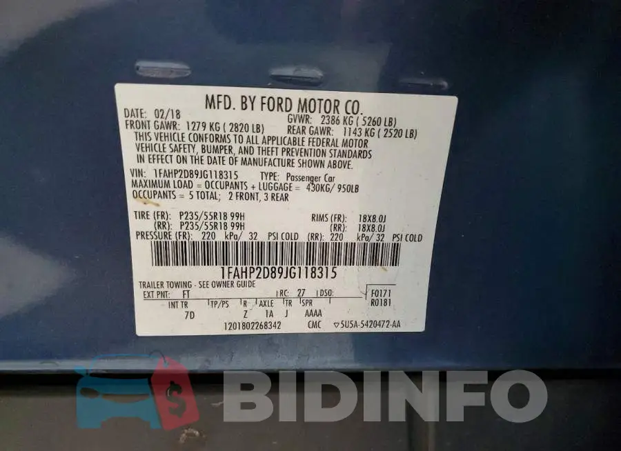 1FAHP2D89JG118315 Photo# 12