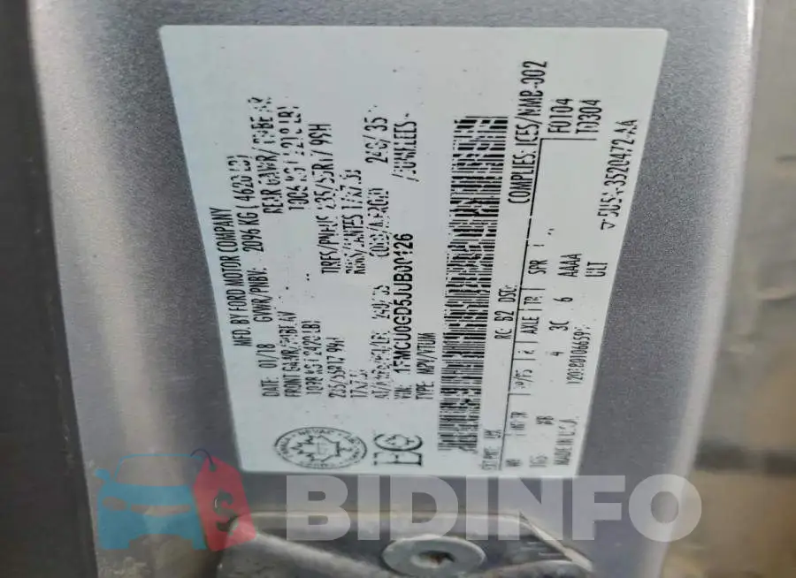 1FMCU0GD5JUB00126 Photo# 13