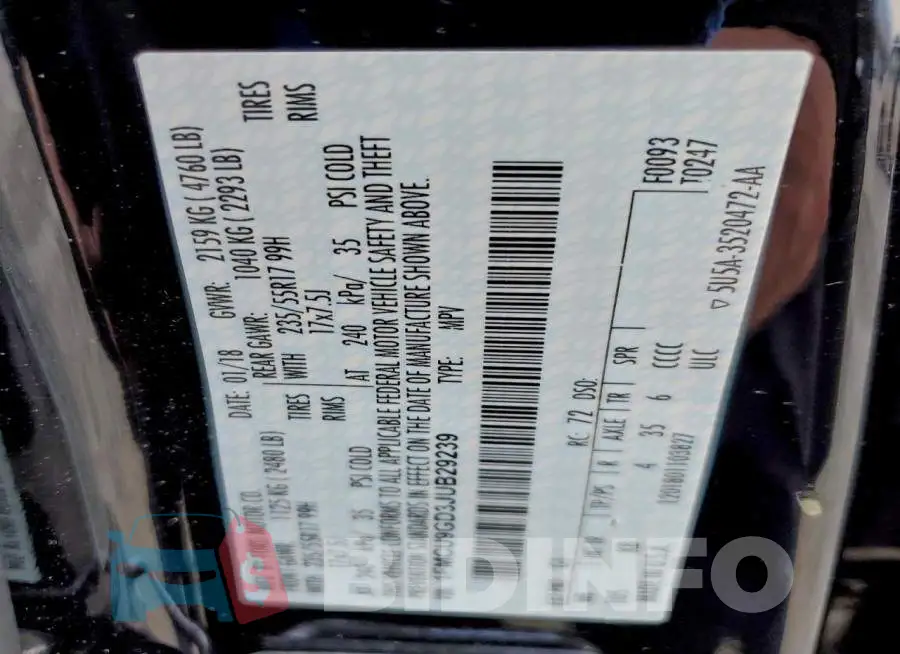 1FMCU9GD3JUB29239 Photo# 13