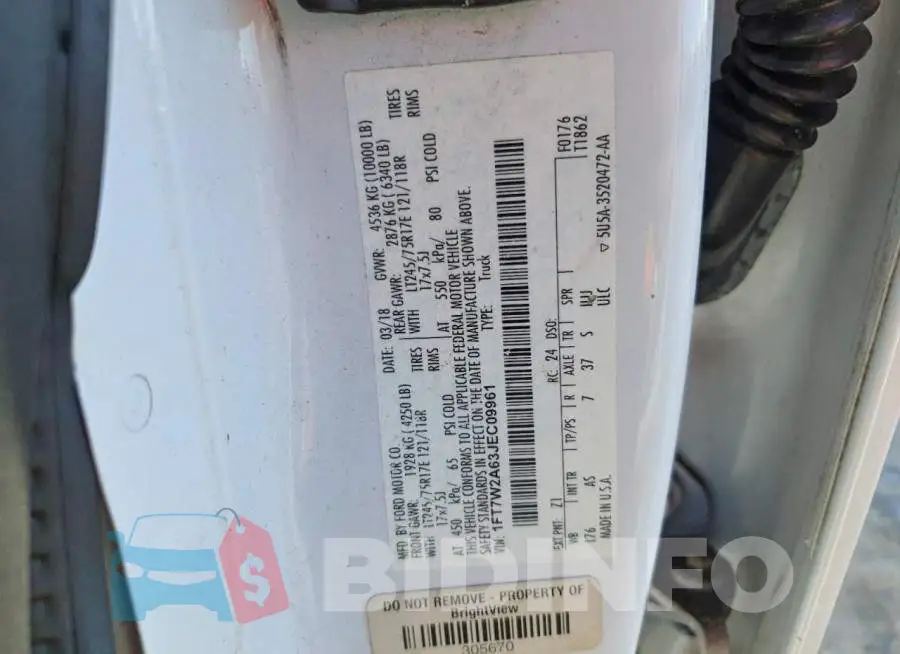 1FT7W2A63JEC09961 Photo# 12