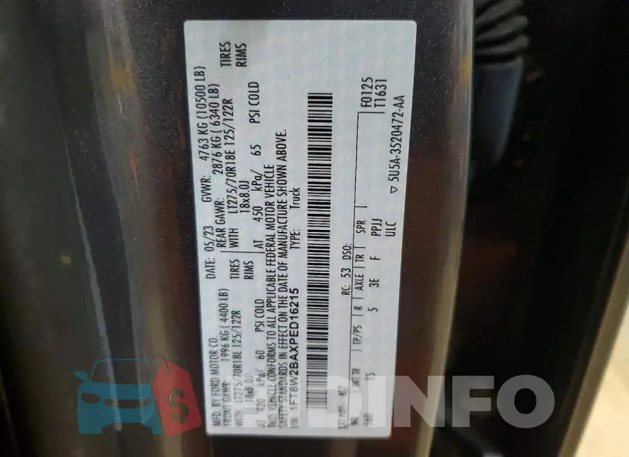 1FT8W2BAXPED16215 Photo# 12