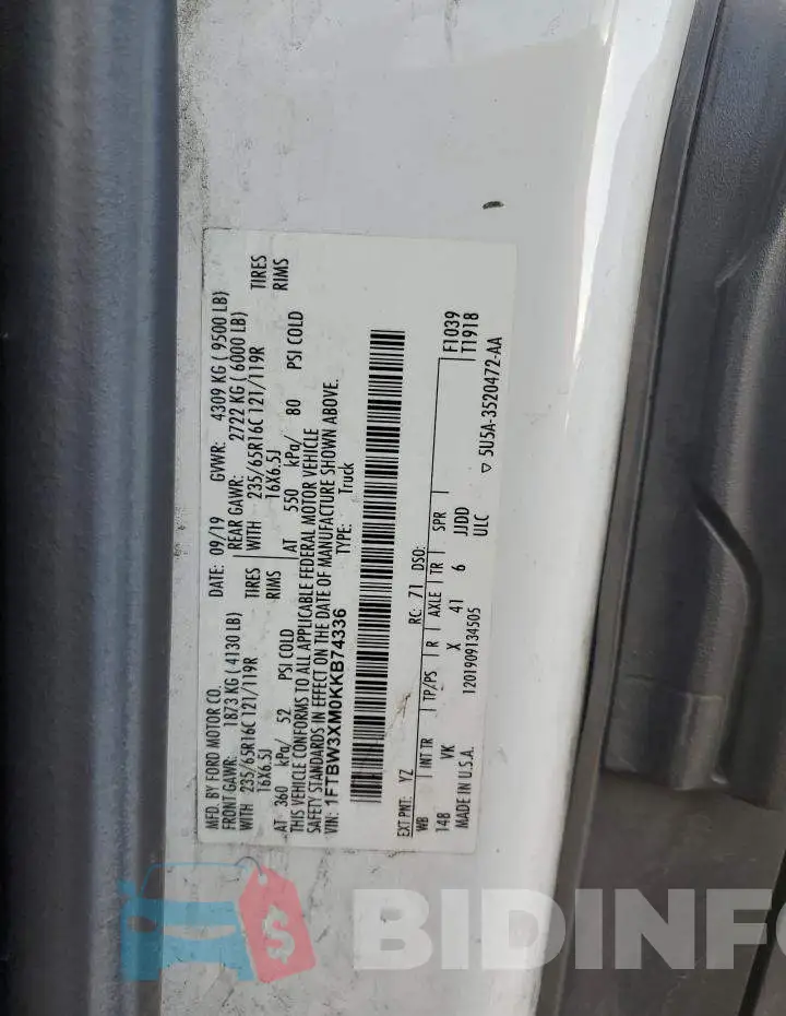 1FTBW3XM0KKB74336 Photo# 13