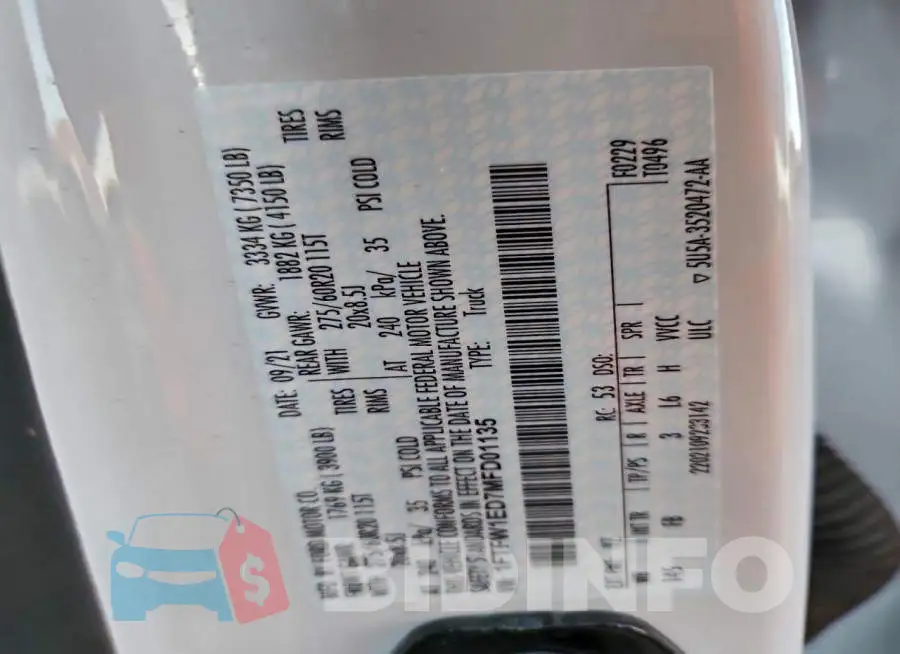 1FTFW1ED7MFD01135 Photo# 12