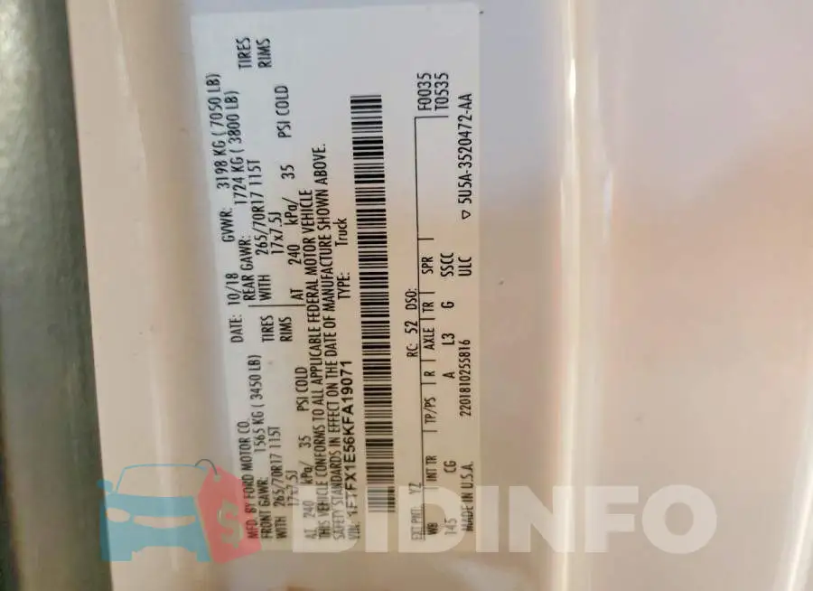 1FTFX1E56KFA19071 Photo# 12