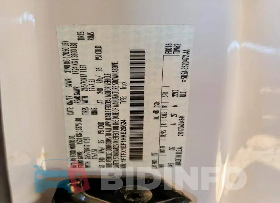 1FTFX1EF1HKE25624 Photo# 12