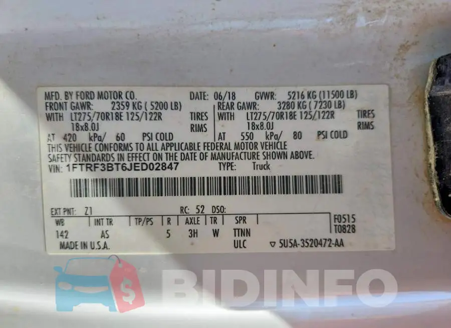 1FTRF3BT6JED02847 Photo# 13