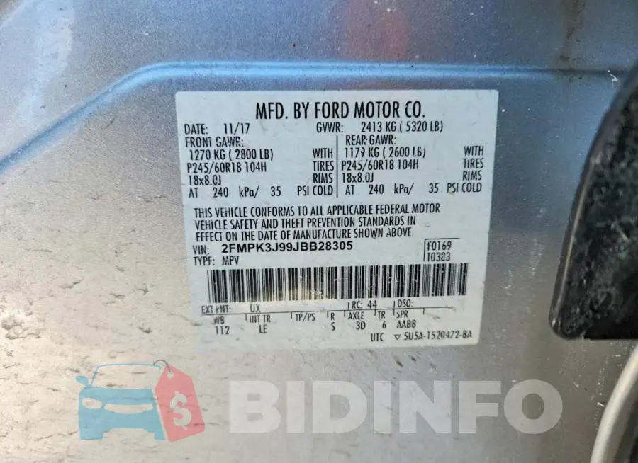 2FMPK3J99JBB28305 Photo# 13