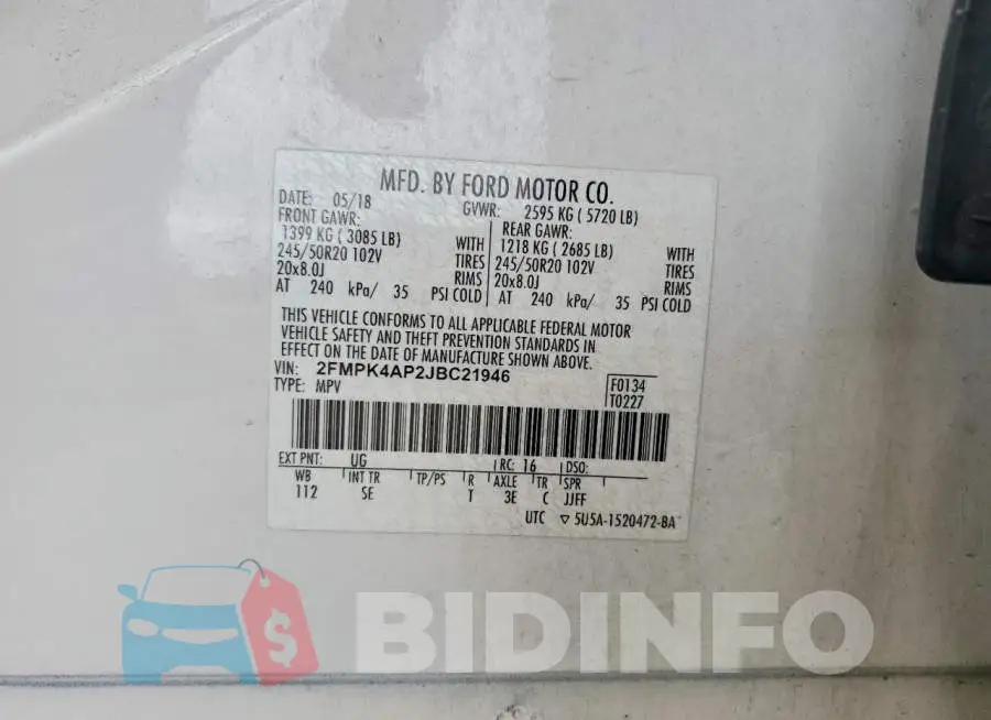 2FMPK4AP2JBC21946 Photo# 11
