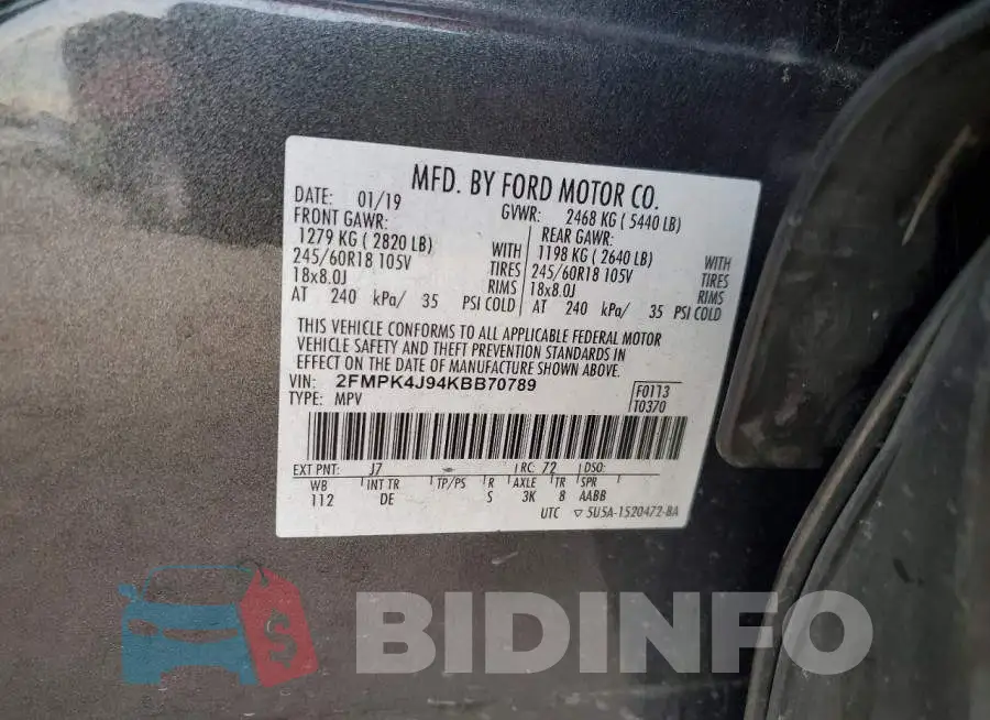 2FMPK4J94KBB70789 Photo# 14