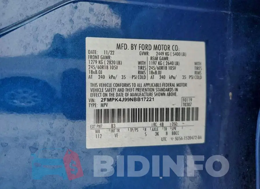 2FMPK4J99NBB17221 Photo# 13