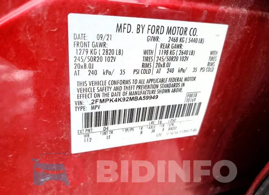 2FMPK4K92MBA59949 Photo# 13
