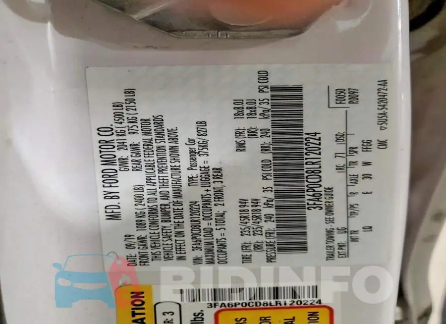 3FA6P0CD8LR120224 Photo# 12