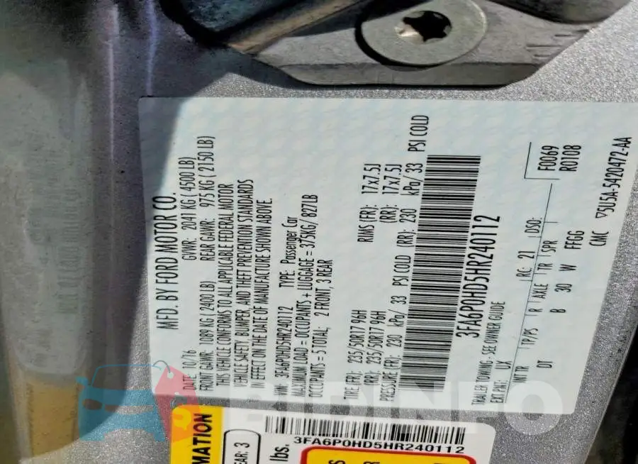 3FA6P0HD5HR240112 Photo# 12