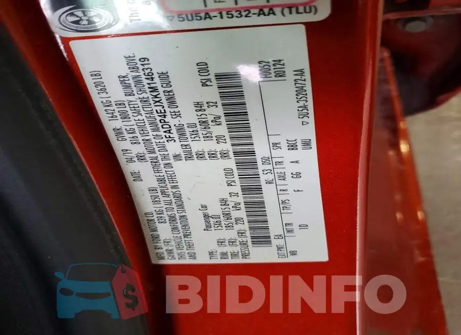 3FADP4EJXKM146319 Photo# 12