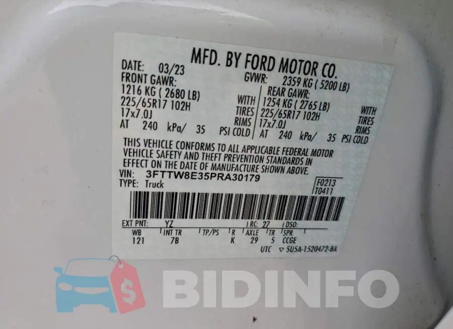 3FTTW8E35PRA30179 Photo# 12