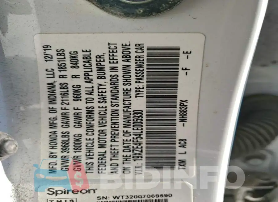 19XZE4F54LE005930 Photo# 12