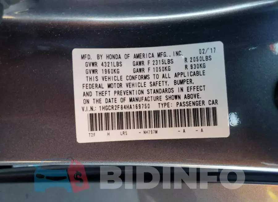 1HGCR2F84HA169750 Photo# 12