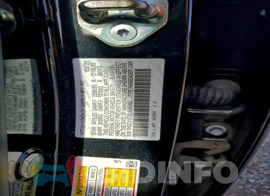 1HGCV1F32LA080892 Photo# 13
