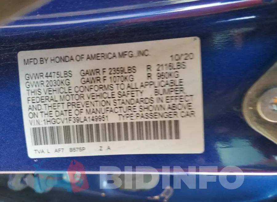 1HGCV1F39LA149951 Photo# 12