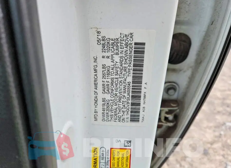 1HGCV3F5XJA005545 Photo# 12