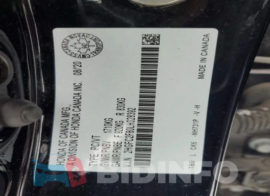 2HGFC2F80LH028392 Photo# 13