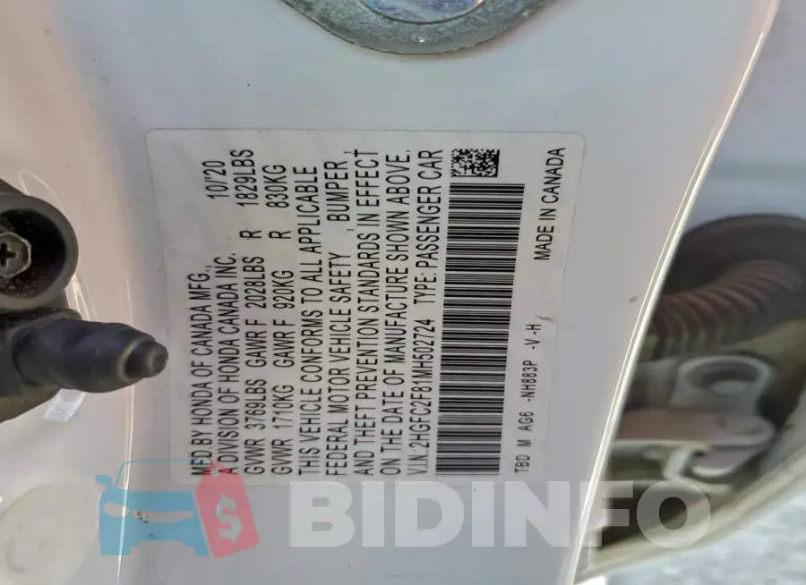 2HGFC2F81MH502724 Photo# 12