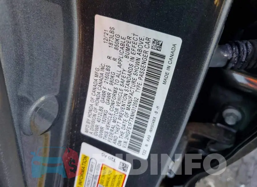 2HGFE1F7XNH312692 Photo# 12