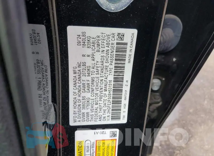 2HGFE2F50SH531516 Photo# 12