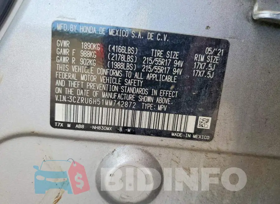 3CZRU6H51MM742872 Photo# 12