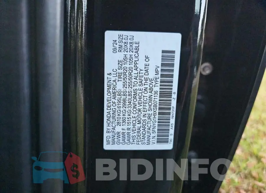 5FNYG1H9XSB071136 Photo# 10