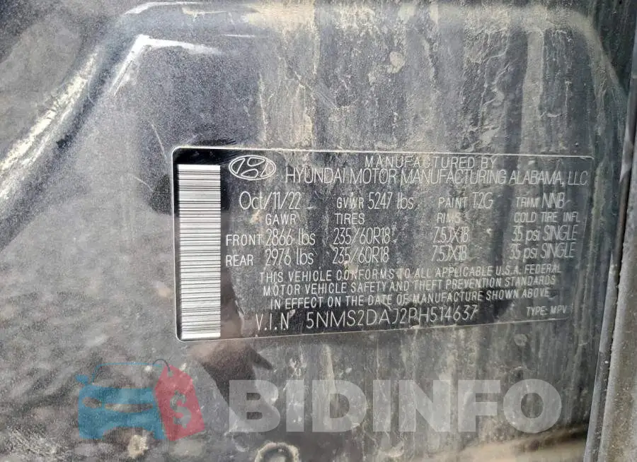 5NMS2DAJ2PH514637 Photo# 13