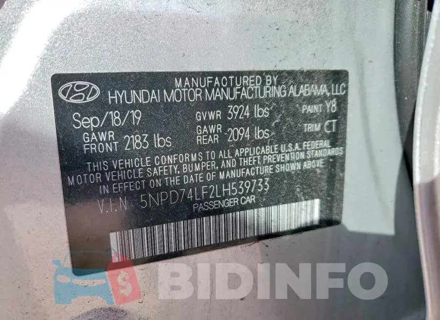 5NPD74LF2LH539733 Photo# 12