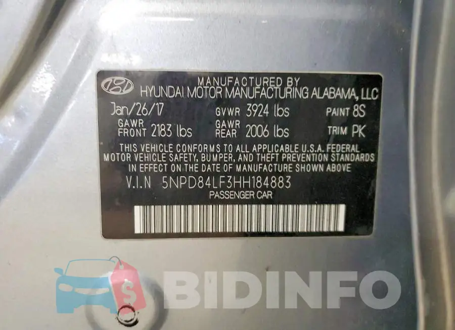 5NPD84LF3HH184883 Photo# 12