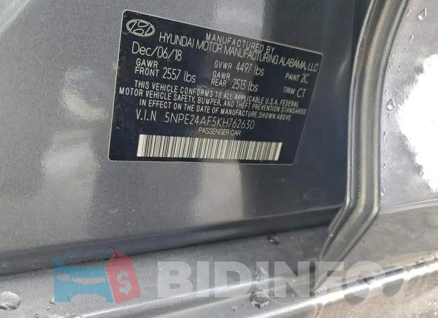 5NPE24AF5KH762630 Photo# 12