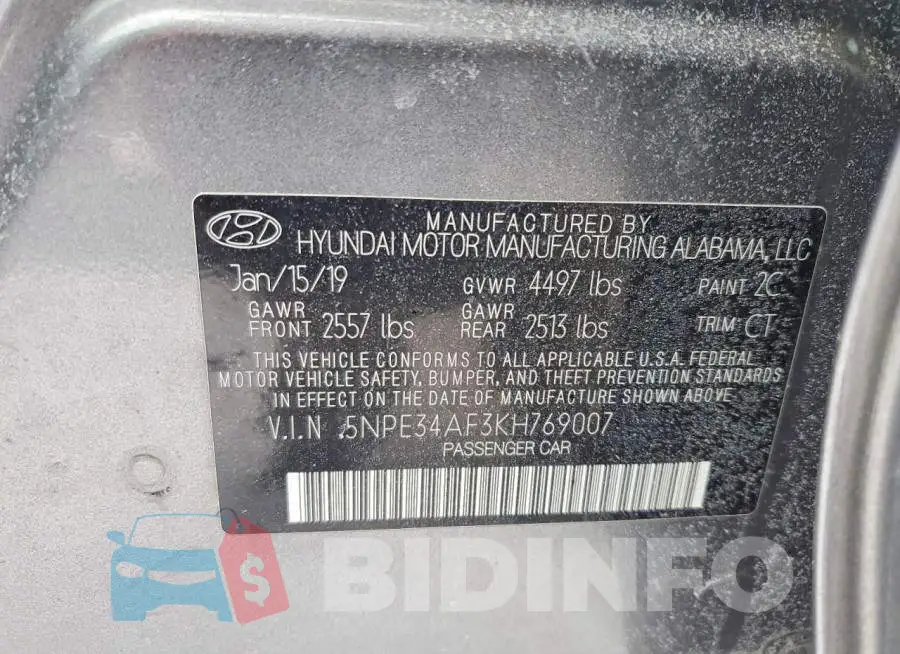5NPE34AF3KH769007 Photo# 12